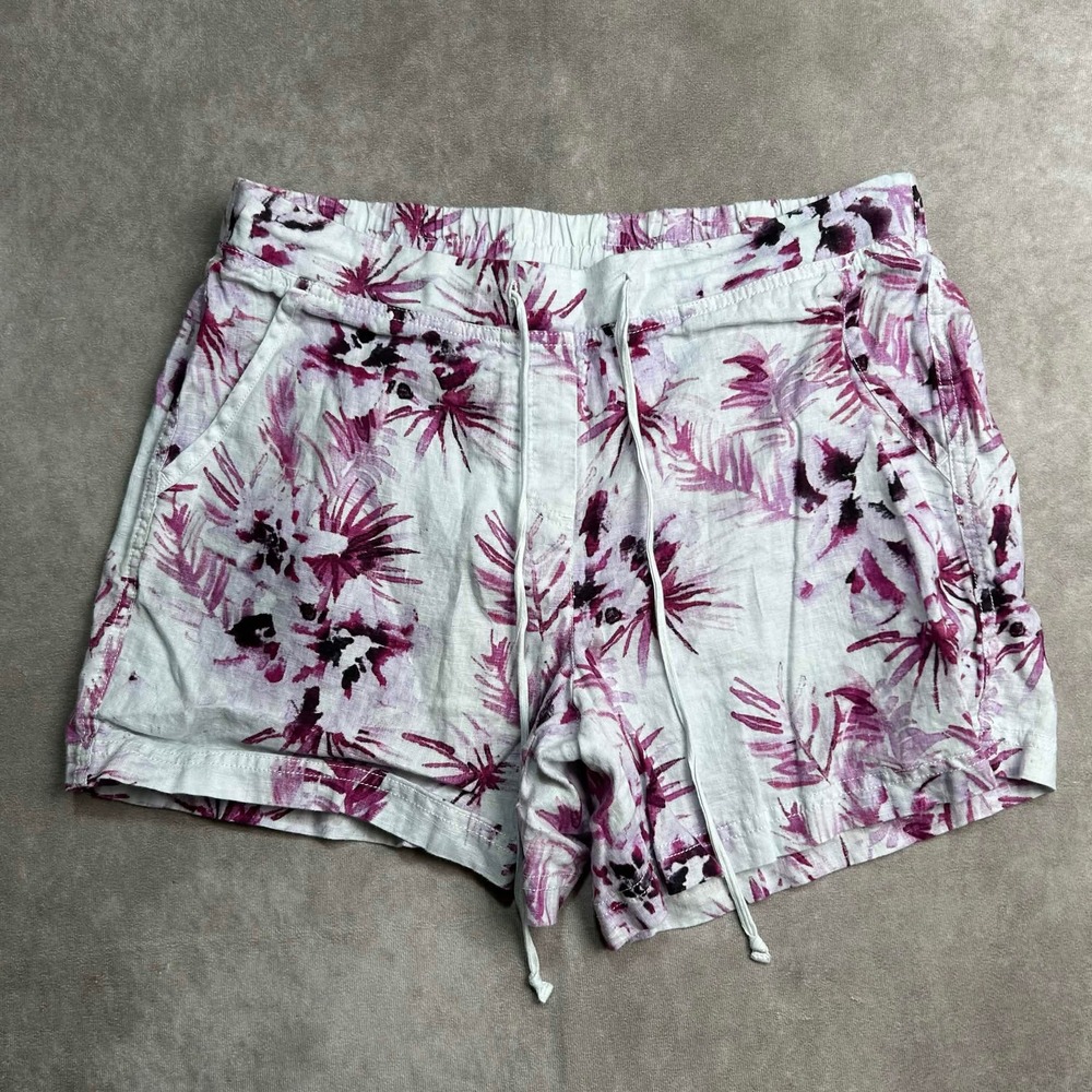 Tommy Bahama Womens Size 10 Tropical Palm Print Linen Blend Drawstring Shorts